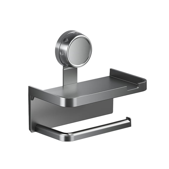 IMossad Double Layer Suction Cup Toilet Paper Holder – Wall Mounted Plastic Tissue Rack with Drawer Storage, No-Drill Waterproof Design, for Bathroom or Kitchen