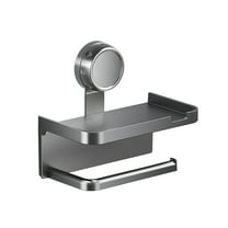 Darzheoy Toilet Paper Holder Wall Mount Suction Cup Toilet Paper Holder with Shelf Suction Cup Toilet Roll Holder with Storage Tray Wall Tissue Roll Dispenser for Bathroom