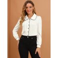 thumbnail image 2 of Camisa casual Allegra K con cuello Peter Pan blanco L, 2 of 6