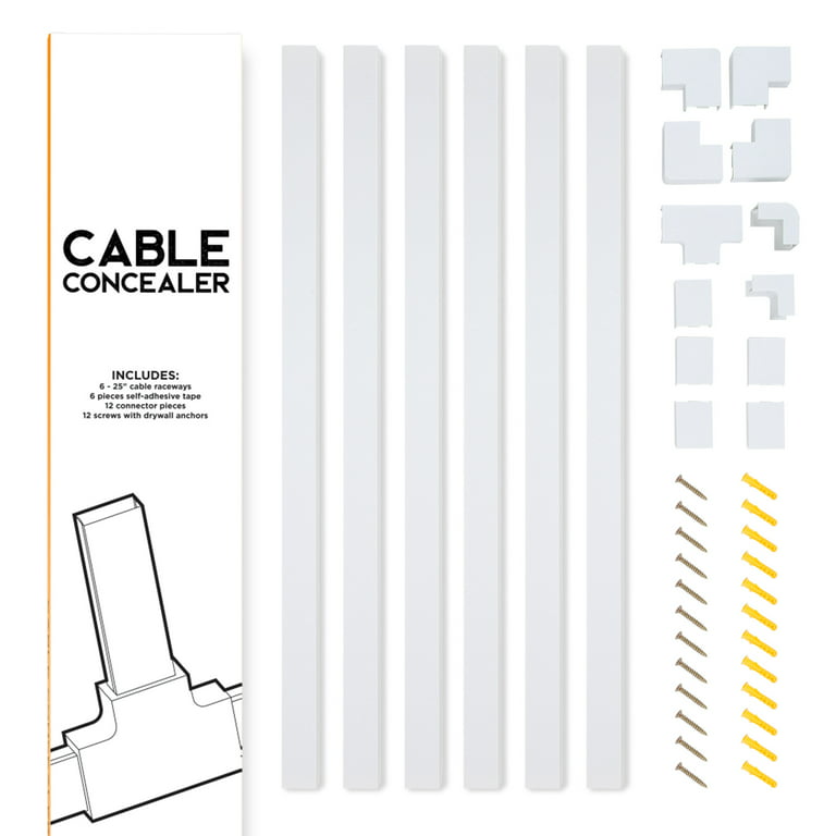 in Wall Cable Management Kit (White x2) + 306 Cord Hider - Cord
