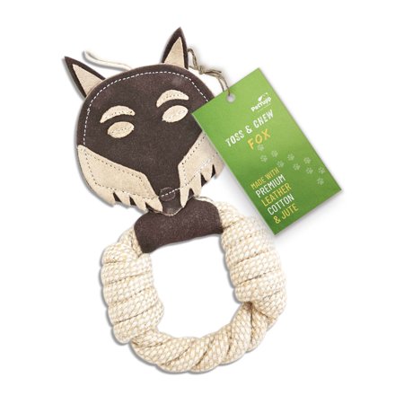 Cotton Rope Ring Dog Chew Toy for Small Dogs & Puppies - Durable Leather Dog Toy for Light Chewers - Natural & Perfect Puppy Toy for Chewing Exercise & Dental Health (Fox)