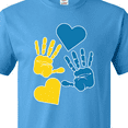 thumbnail image 4 of Inktastic Down Syndrome Awareness with Handprints and Hearts Blue and Yellow T-Shirt, 4 of 5