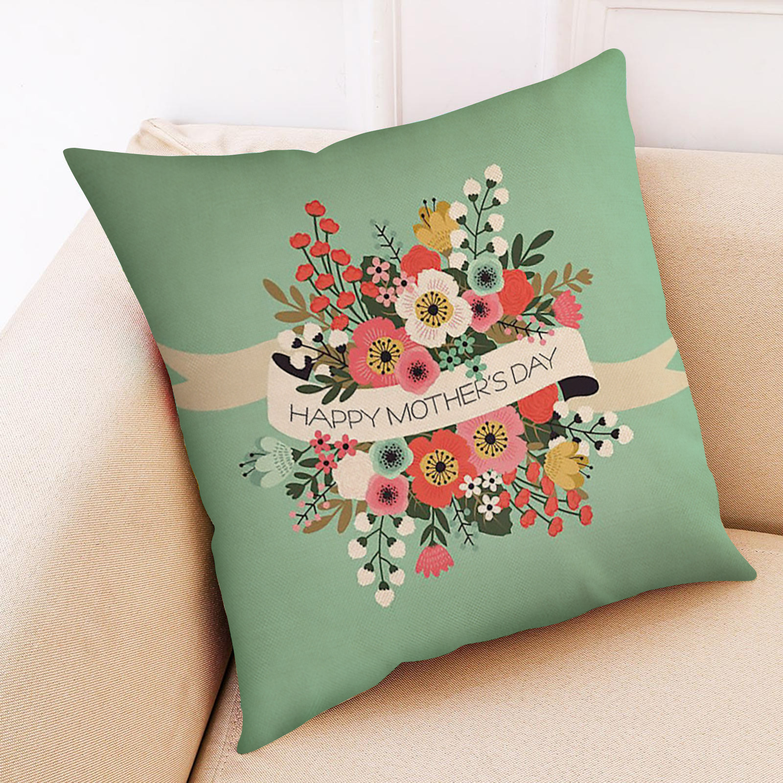 Clearance!SDJMa Happy Mothers Day Pillow Covers 18x18 Inches Floral