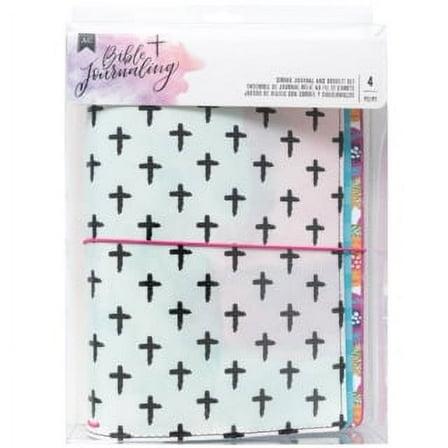 American Crafts Solid Bible String Journal and Booklet Set-Cross Paper Design Cover, 4 Pieces