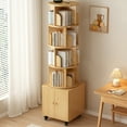 thumbnail image 4 of 5-Tier 360 °   Rotating Corner Bookshelf with Drawer  NW Color  Wood Narrow Floor Standing Storage Rack for Small Spaces  Bedroom Living Room, 4 of 22