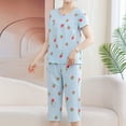 thumbnail image 4 of zbxnLI Plus Size Womens Pajama Sets Floral Short Sleeve Sleepwear Capri Pants Pjs Sets Loungewear Outfits, 4 of 7