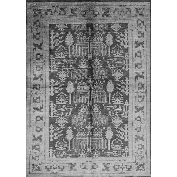Ahgly Company Indoor Rectangle Oriental Gray Industrial Area Rugs, 7' x 10'
