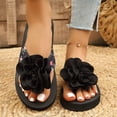 thumbnail image 2 of Women's Flower Appliques Flip Flops Boho Open Toe On Flat Sandals Beach Vacation Slippers, 2 of 9
