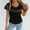 Black, variant on Duojiaj Women's Short Sleeve Satin Blouses Casual Loose Crewneck Silk Shirts Roll Up Sleeve Tunic Tops