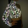 thumbnail image 6 of Penkiiy Women Reflective One Shoulder Top Long Sleeve Irregular Cargo Crop Top Blouses S Multicolor, 6 of 8