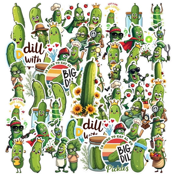 35pcs-50pcs Cute Pickle Stickers Funny Stationery Stickers Humorous Children Stickers for Luggage Laptop Phone