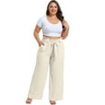 thumbnail image 4 of Cueply Womens Wide Leg Pants Plus Size Elastic Tie Knot Lounge Pants Loose Trousers with Pockets, 4 of 5