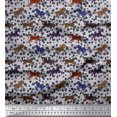 thumbnail image 1 of Soimoi Japan Crepe Satin Fabric Leaves & Running Horse Animal Printed Craft Fabric by The Yard 42 Inch Wide, 1 of 1