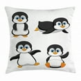 thumbnail image 1 of Baby Throw Pillow Cushion Cover, Cute Penguin Cartoon Waving Standing Sliding Smiling Animal Humor Antarctica, Decorative Square Accent Pillow Case, 1 of 2