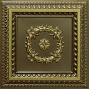 Dundee Deco's Rustic Antique Brass Traditional Glue Up/Drop In Ceiling Panels, 2 ft. X 2 ft. (4 sq ft.) each, Pack of 10