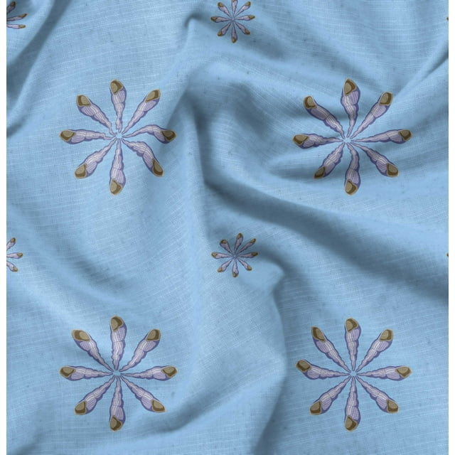 Soimoi Blue Cotton Duck Fabric Shells Ocean Print Fabric by the Yard 56 Inch Wide