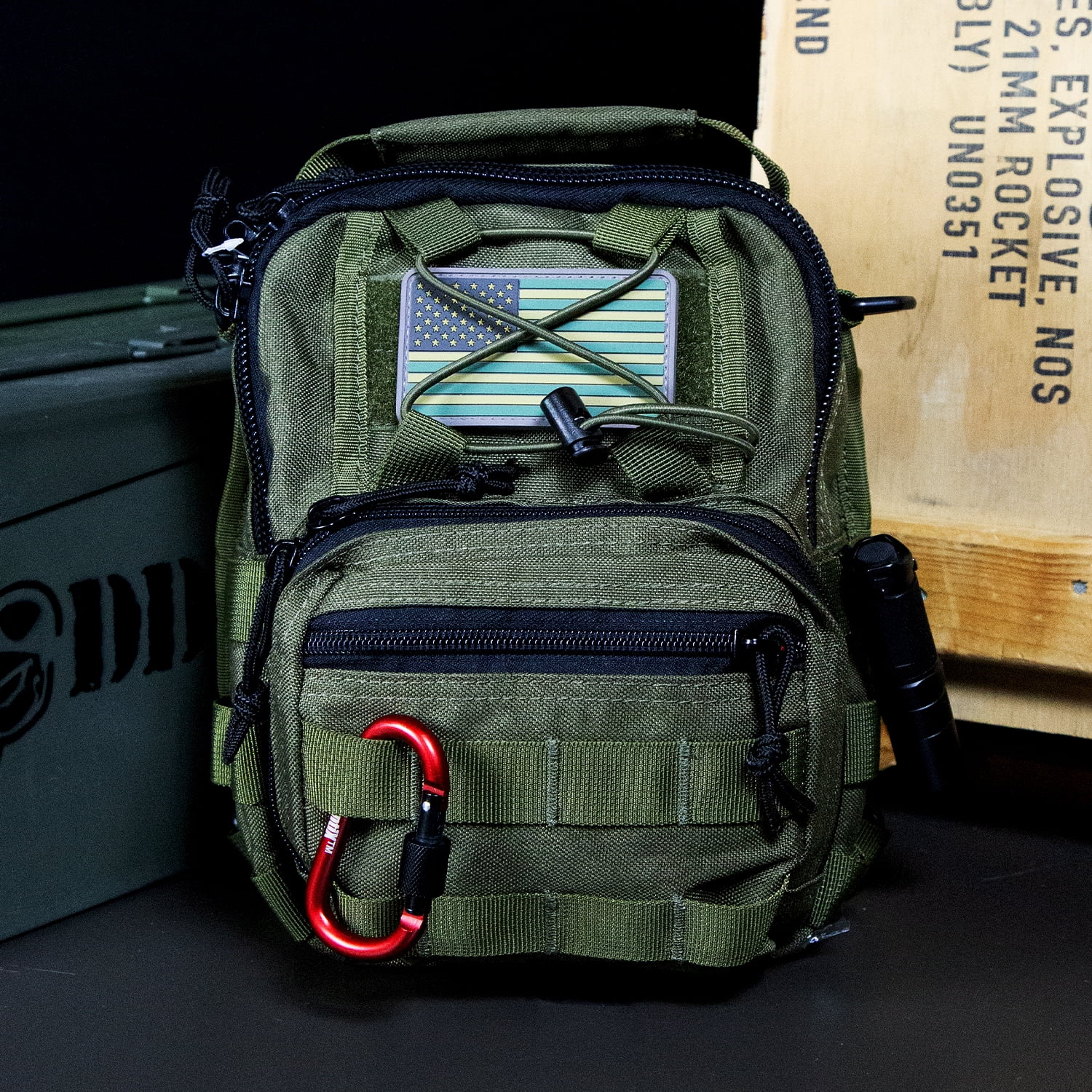 DDT Night Stalker Small EDC Sling Bag with DDT Logo Patch, Color Bloodline