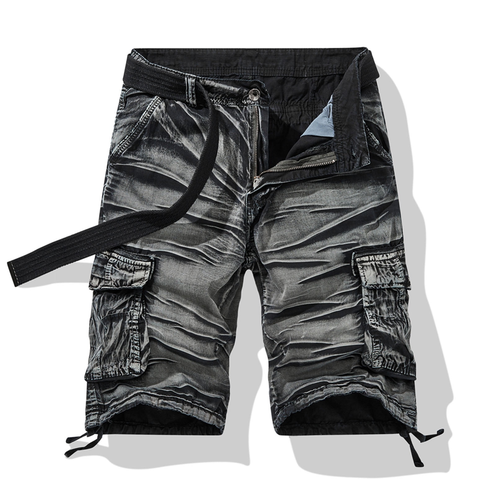 Mens Outdoor Cargo Shorts Waterproof Casual Shorts with Belt