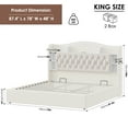 thumbnail image 5 of Homfa King Size Lift Up Storage Bed, Modern LED Headboard with USB Charging Port, Hydraulic Support, Beige, 5 of 10