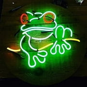 Queen Sense 20" Green Frog Neon Sign Acrylic Man Cave Handmade Neon Light 117FROGV2A2