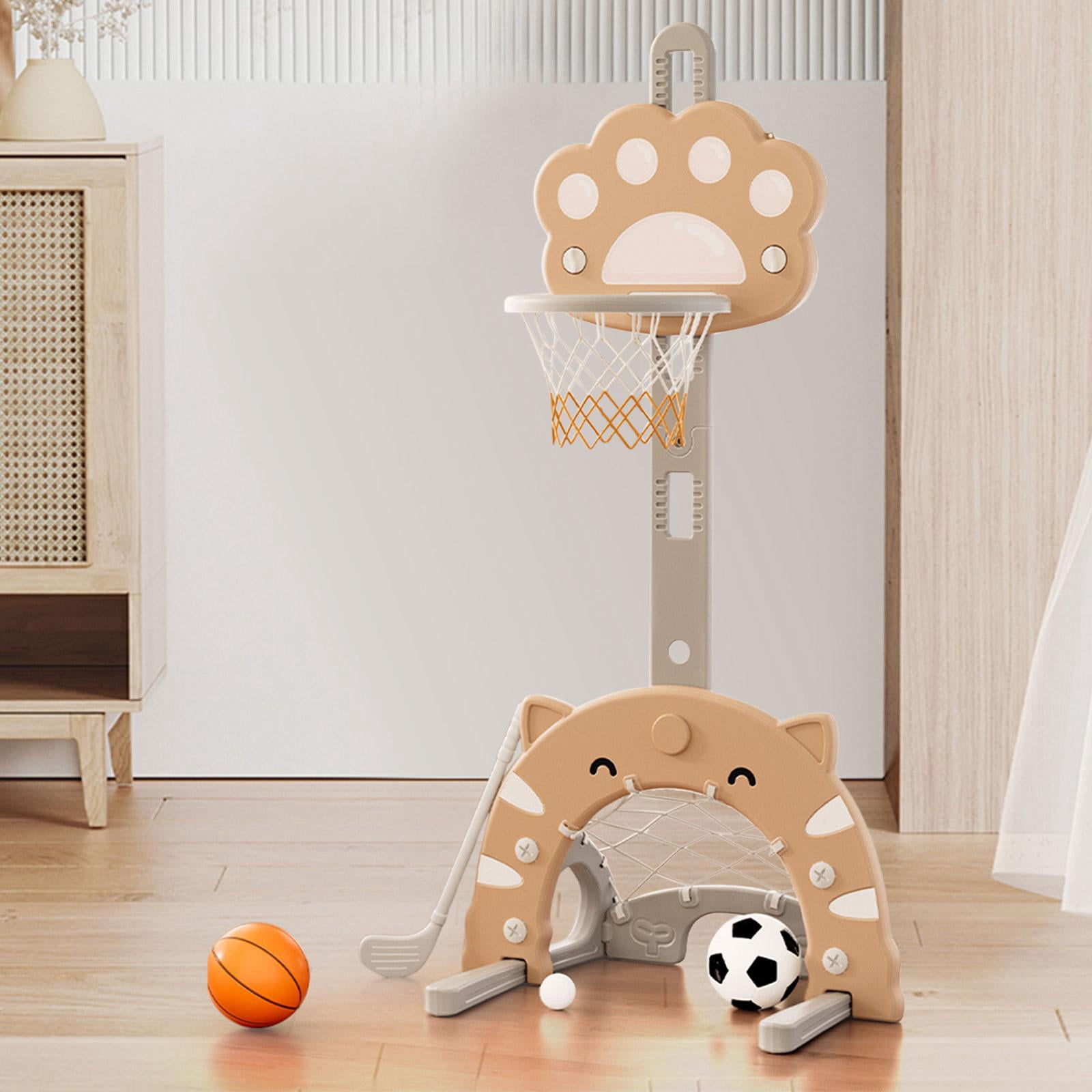 GARENDE 3 in 1 Basketball Hoop Set Portable Basketball Stand for Party Yard Carnival Brown