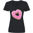 thumbnail image 3 of Inktastic Heart Shaped Donut with Pink Icing and Sprinkles Women's V-Neck T-Shirt, 3 of 5