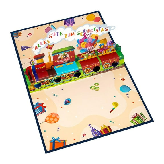YIEMEEN Unique Train Designs Birthday Card Popup Greeting Card for Money or Voucher Gift