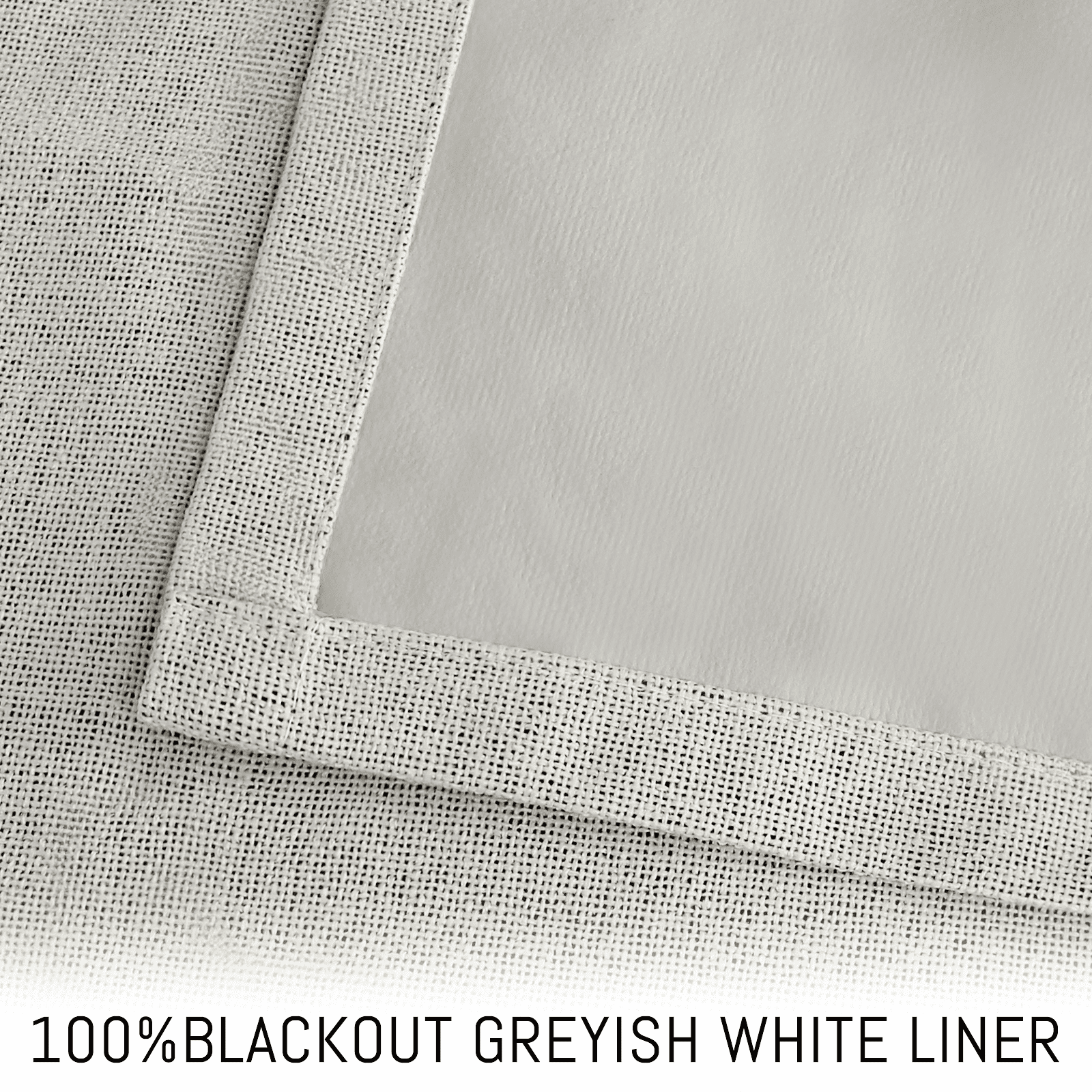 Yakamok 100% Blackout Cream Linen Curtains 90 inches Long for Living Room, Room Darkening Textured Curtains for Bedroom with White Liner 2 Panels