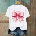 thumbnail image 6 of YueHuiYing Women's Valentine's Day Bow Graphic Fashion Casual Printed Round Neck Lovers Short Sleeved T-shirt Top, 6 of 6