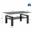 thumbnail image 3 of Rectangle Black Glass Coffee Table, Clear Coffee Table,Modern Side Center Tables for Living Room,Living Room Furniture, 3 of 5