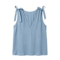thumbnail image 6 of ClodeEU Women's V Neck Sleeveless Tie-Shoulder Blouse ,Loose Fit Casual Summer Top Blue,Women's Plus XXL, 6 of 8