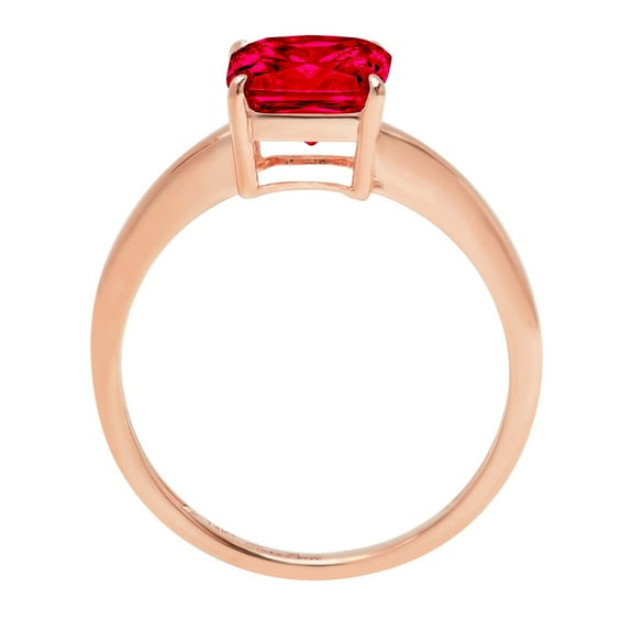 2 ct Asscher Cut Simulated Ruby Solitaire Engagement Ring for Women in 14K Rose Gold