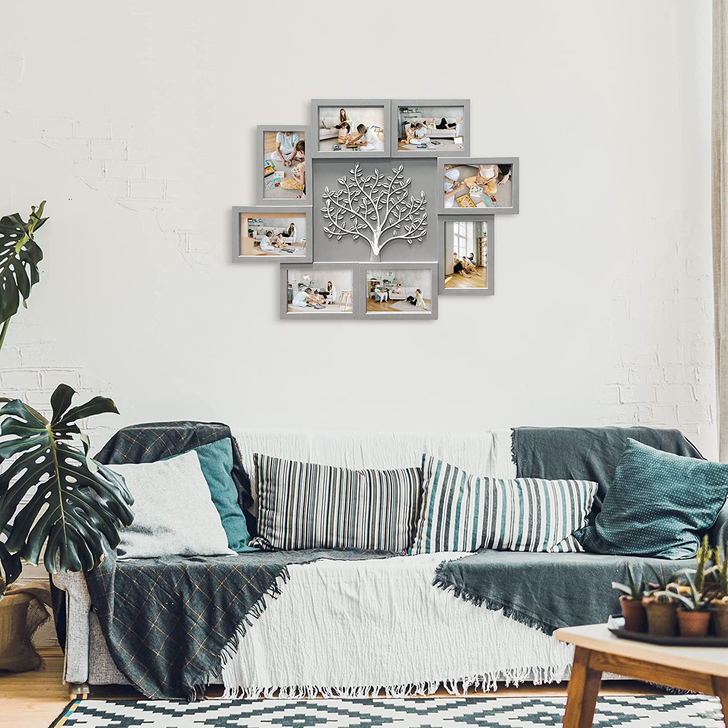 8 Gray Picture Collage Frames for Wall 4x6 Photo Frame Collage with Tree Decor Collage Picture Frames