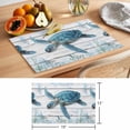 thumbnail image 6 of Sea Turtle Blue Placemats Set of 6 Coastal Ocean Seaweed Wooden Grain Place Mats Indoor Wipeable Table Mats Washable Cloth Dining Table Placemats for Kitchen Holiday Party Home Decor 13x19 Inch, 6 of 9