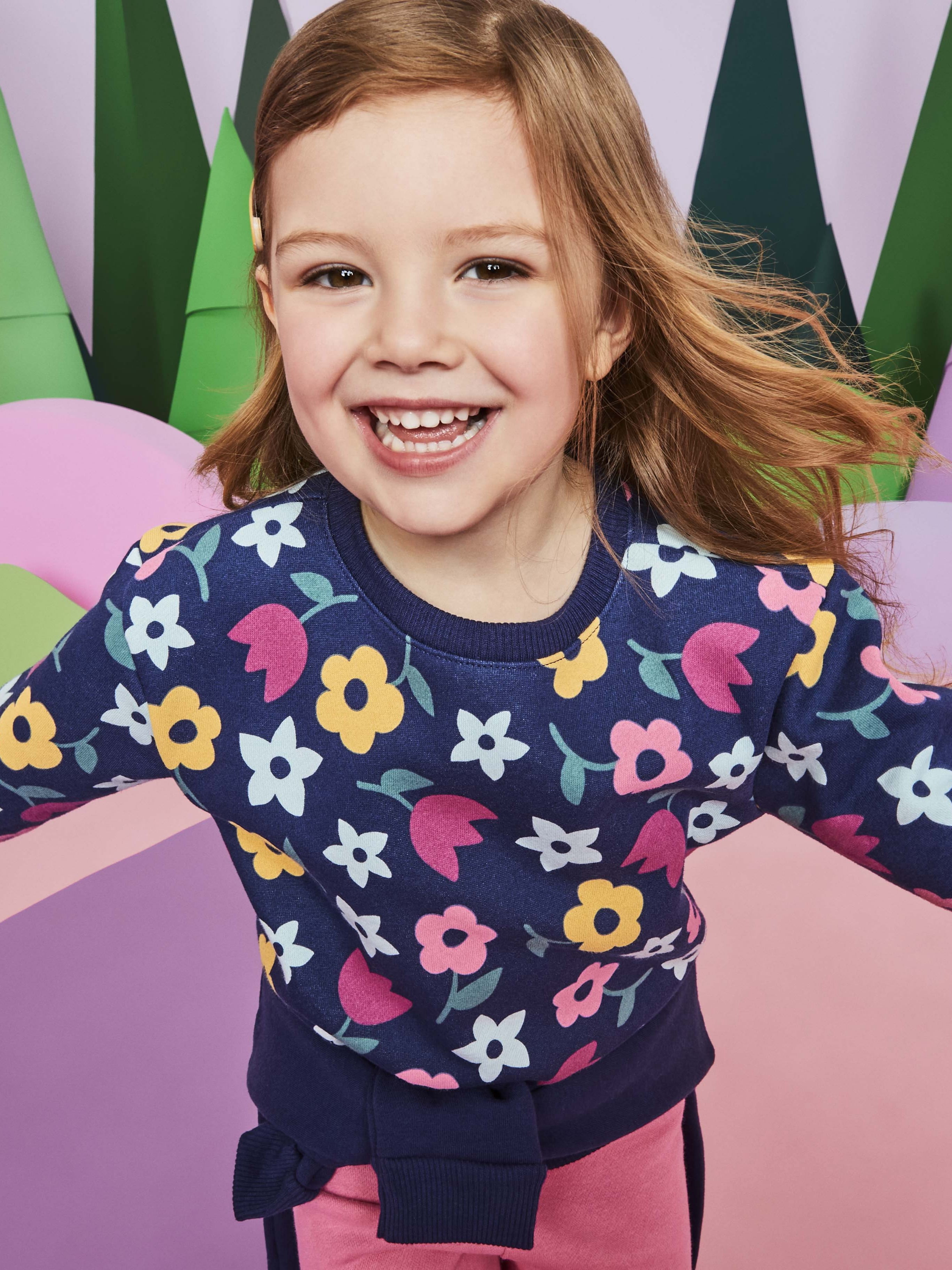 Toddler Girl Printed Fleece Sweatshirt with Long Sleeves, Sizes 2T-5T