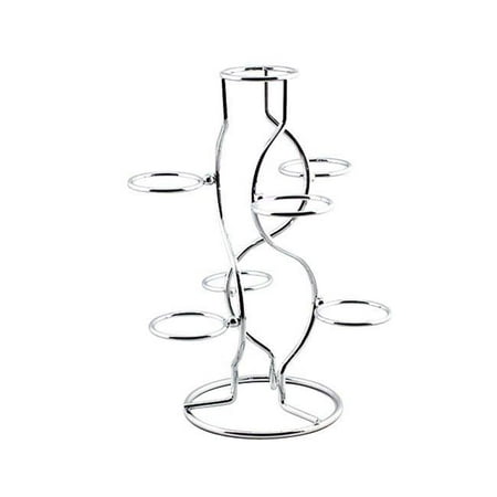 Metal Display Stand - Silver Tone Metal 7 Eggs Holder Display Stand 7.25 Inches