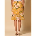 thumbnail image 4 of DARING DIVA Women's Floral Ruffle Hem Elastic Back Split Skirt L Yellow, 4 of 6