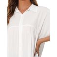 thumbnail image 5 of DARING DIVA Women's Casual Button Down Tunic Tops with Ruffle Cuffs XS White, 5 of 6