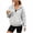 Gray, variant on Women's Fashion Solid Color Drop Shoulder Hooded Jacket – Zip-Up Sweatshirt with Kangaroo Pocket