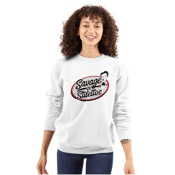 Betty Boop Savage in Stilettos Cute Women Plus Size Crewneck Sweatshirt Brisco Brands 2X