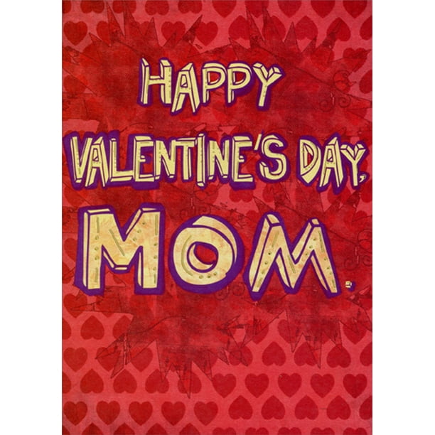 Designer Greetings Yellow Letters On Repeated Hearts Mom Funny Valentine S Day Card Walmart Com Walmart Com