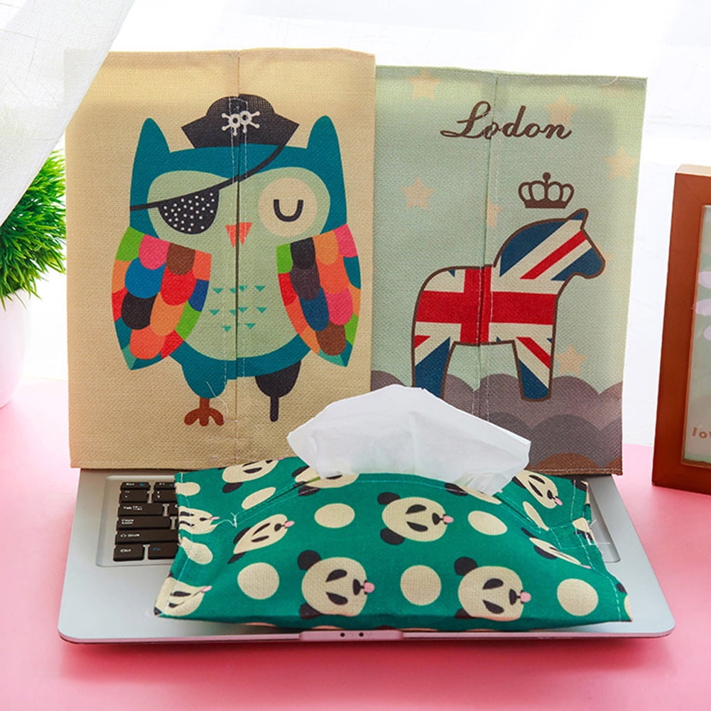Cute Cartoon Panda Pattern Tissue Paper Box Cover Napkin Holder Case 