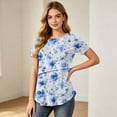 thumbnail image 6 of WAGUTH Women's Trendy Casual Print Maternity Tops Short Sleeve Double Layer Stretch Nursing Shirts Breastfeeding Tunic Blouses for Moms,Blue,L, 6 of 8