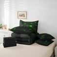 thumbnail image 4 of YST 7 Piece Boys Black Green Comforter Set, Geometric Check Grid Bedding, Queen Size, Reversible, Neon Gradient Plaid, 4 of 5