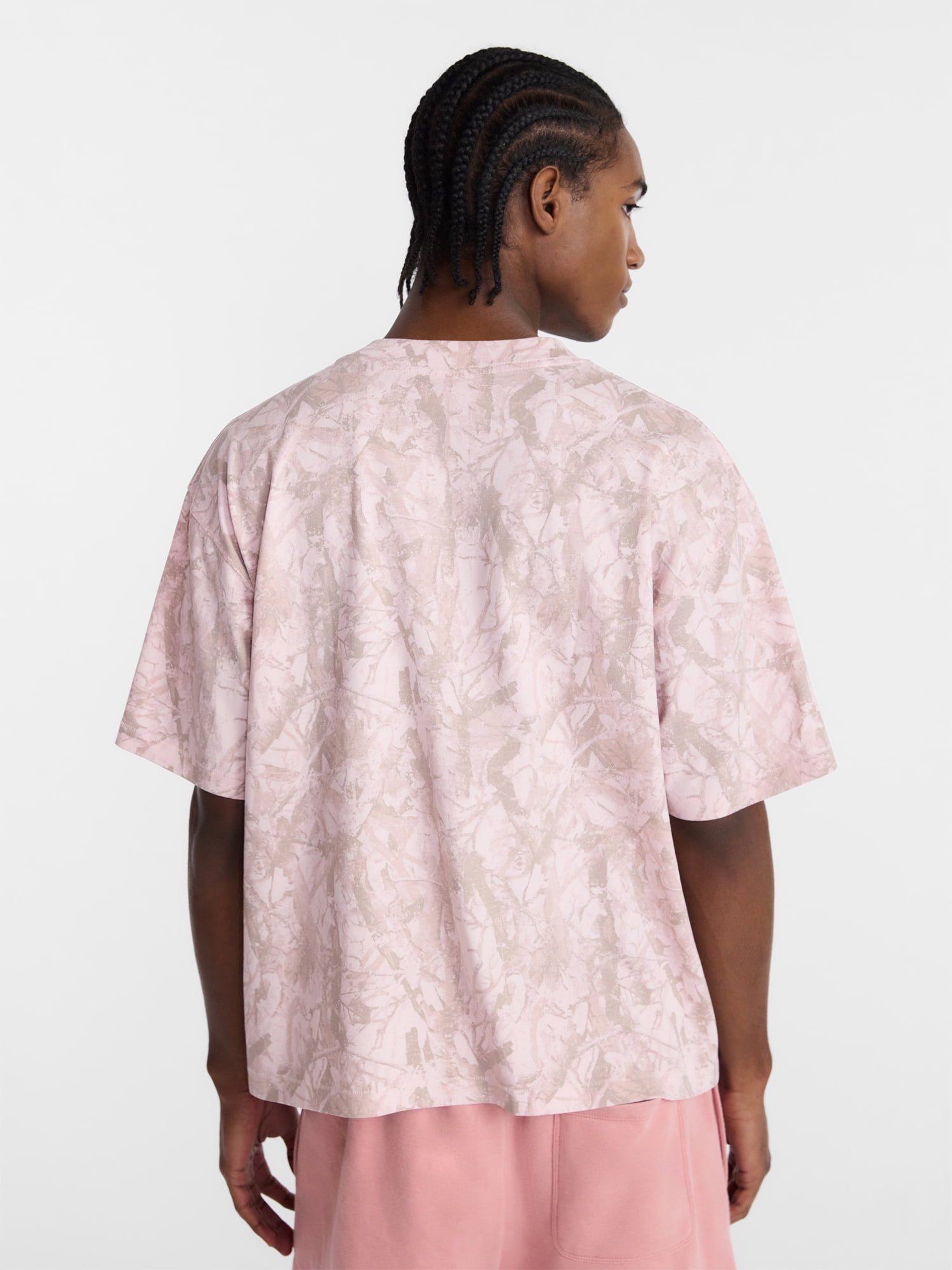 No Boundaries Cotton Oversized Cropped Tee with Short Sleeves, Men's and Big Men's XS-5XL