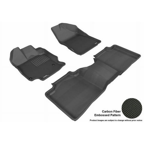 3D MAXpider 2012 Fits Toyota Venza 1st Row 2nd Row Kagu Carbon Fiber Embossed Pattern Black Floor Mat L1TY13301509