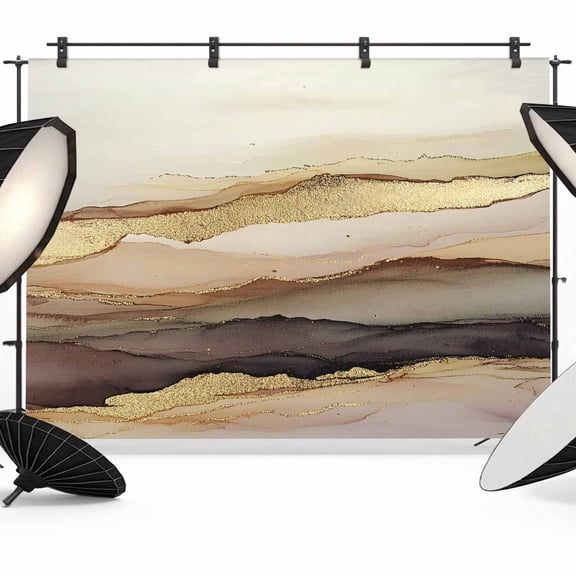Marble Brown Gold Backdrop for Photography,Fabric Photo Background Backdrop,Abstract Watercolor Geometric Rock Photo Booth Background for Portrait Photoshoot Video Wedding Decoration Banner 10x8ft