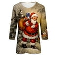 thumbnail image 4 of IROINNID Christmas Shirts for Women Christmas Print 3/4 Sleeve Crewneck Pullover Casual Holiday Blouse Loose Tops,Beige, 4 of 4