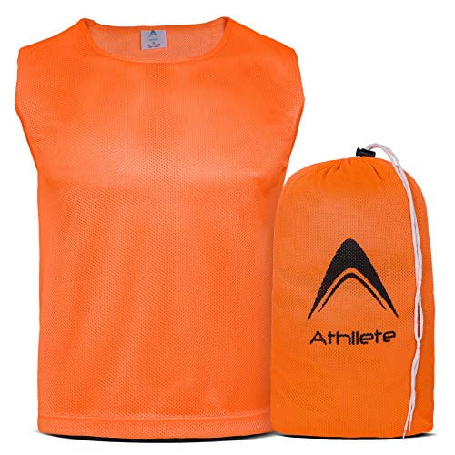 Athllete DURAMESH Set of 12 Sizes for Children Youth Adult and Adult XL Scrimmage Vest/Pinnies/Team Practice Jerseys with Free Carry Bag 