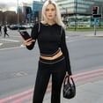 thumbnail image 6 of Women 2 Piece Outfits Long Sleeve Tracksuit Bodycon Matching Sets Hoodie Jacket Jogging Suit Black S, 6 of 9